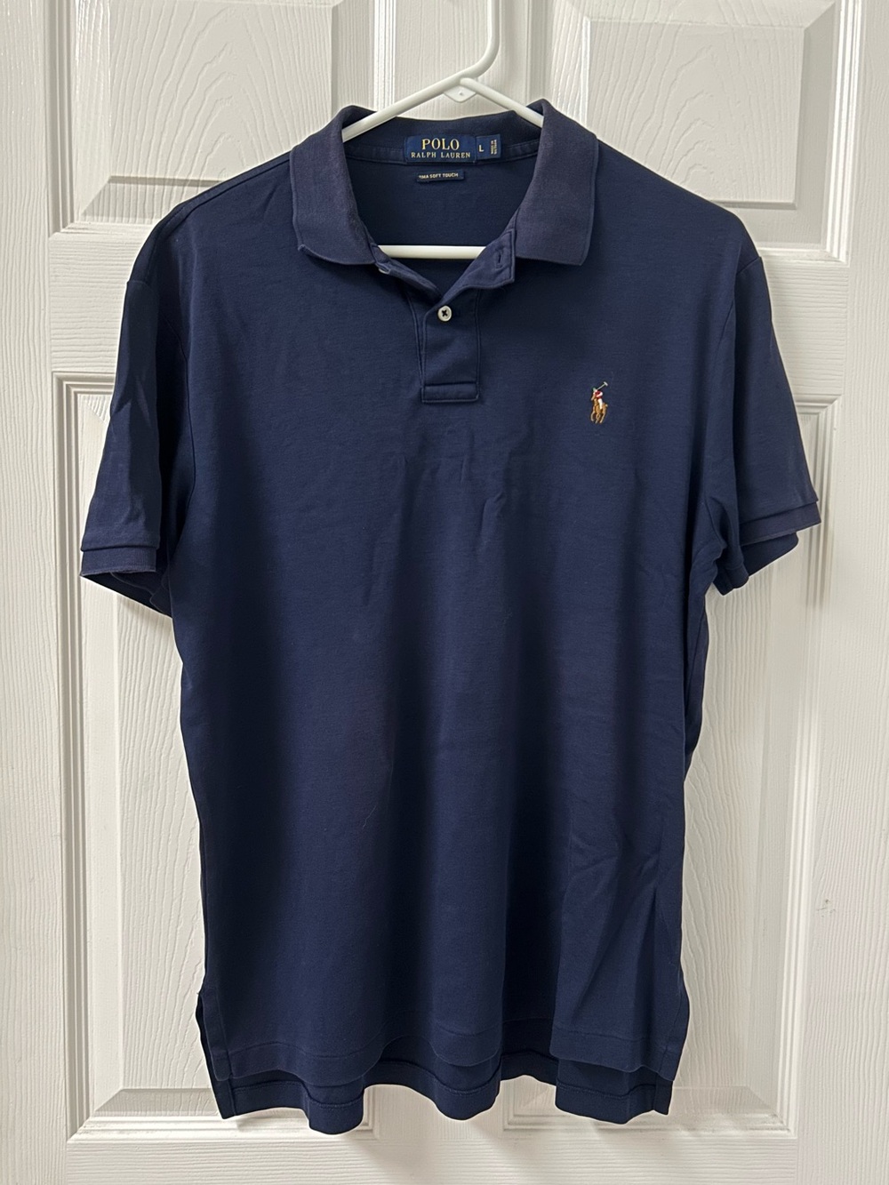 Ralph Lauren Navy Blue Polo SZ Large with Gold Pony Embroidery